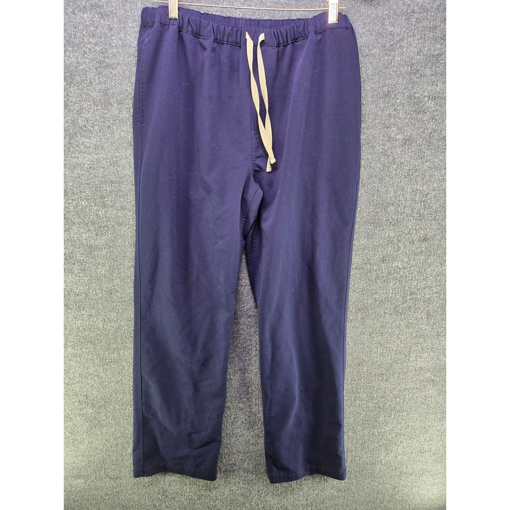 FIGS Technical Collection Navy Blue Scrub Pants Womens Large Elastic Waist Draw